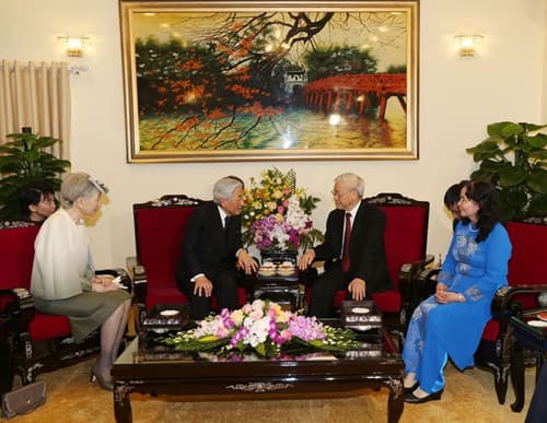 Tổng Bí thư Nguyễn Phú Trọng và Phu nhân hội kiến thân mật với Nhà vua và Hoàng hậu Nhật Bản