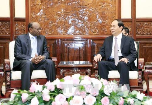 Chủ tịch nước Trần Đại Quang tiếp Đại sứ Cộng hòa Sudan chào từ biệt