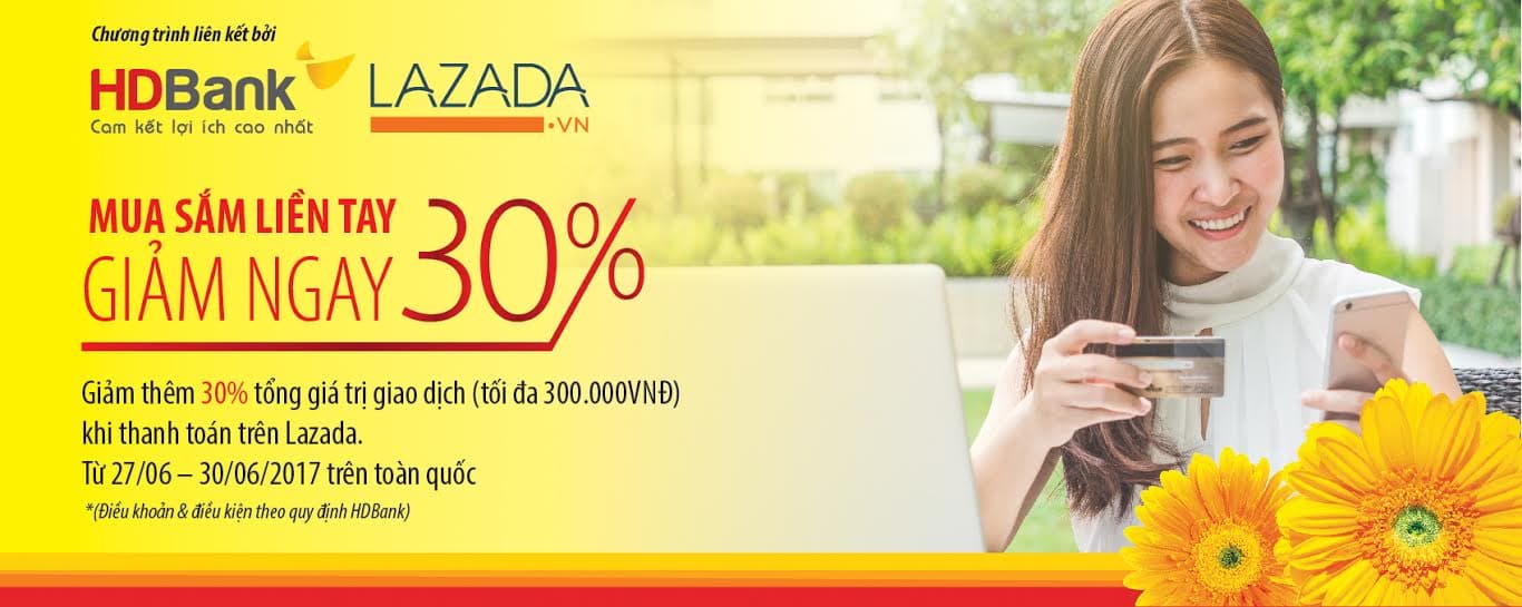 Mua sắm liền tay - giảm ngay 30% với thẻ HDBank