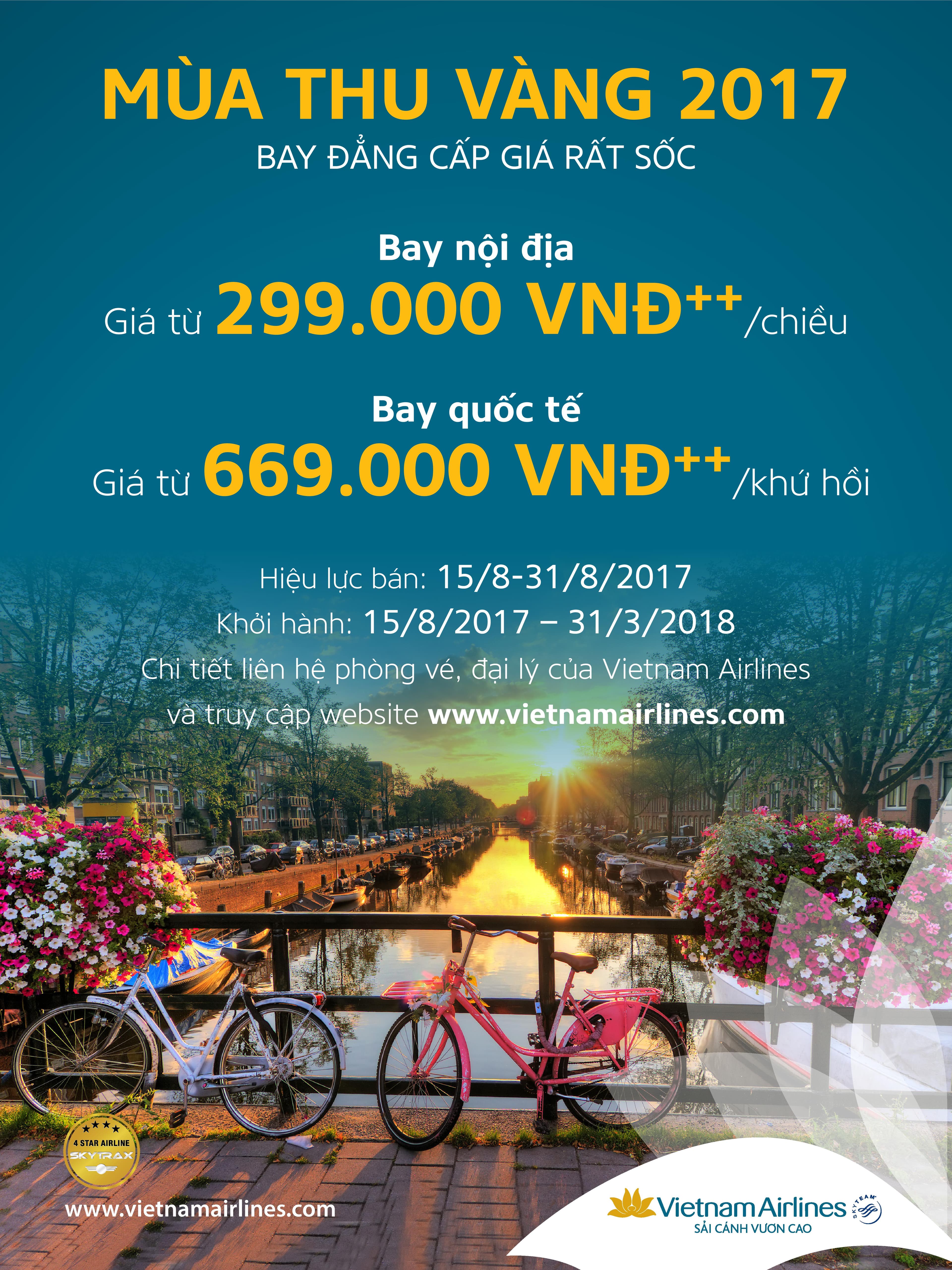 Vietnam Airlines triển khai chương trình khuyến mại “Mùa thu vàng”