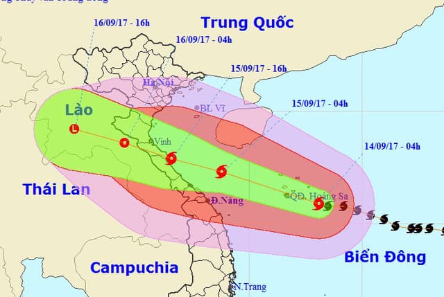 Trưa 15-9, bão số 10 đổ bộ vào Nghệ An - Quảng Trị, gió giật cấp 15, sau đó suy yếu dần