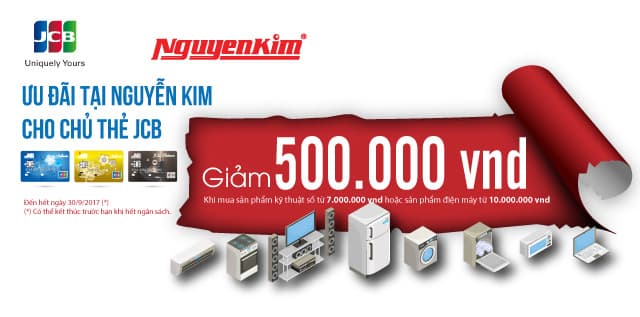 Giảm giá khi dùng thẻ MB JCB Sakura tại Siêu thị Nguyễn Kim