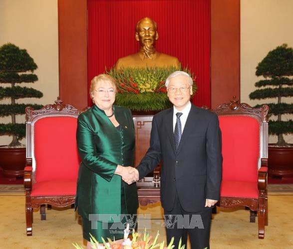 Tổng Bí thư Nguyễn Phú Trọng tiếp Tổng thống Cộng hòa Chile