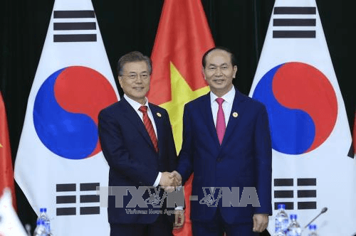 Chủ tịch nước Trần Đại Quang hội kiến Tổng thống Hàn Quốc Moon Jae-in