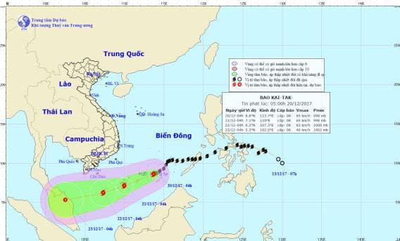 Bão số 15 cách đảo Trường Sa Lớn 280km về phía Tây Nam