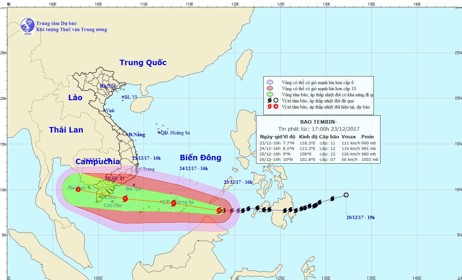 Sẵn sàng ứng phó bão Tembin