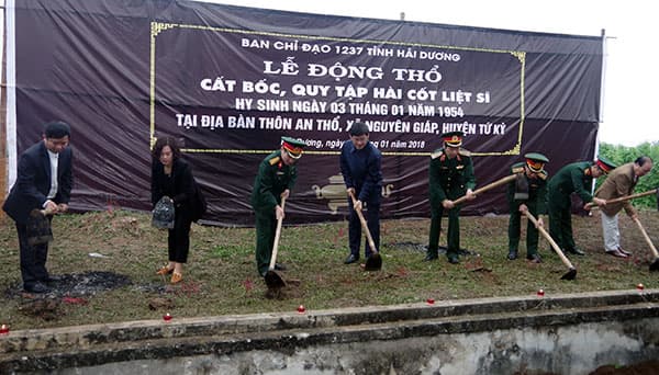 Lễ động thổ cất bốc, quy tập hài cốt liệt sĩ tại tỉnh Hải Dương