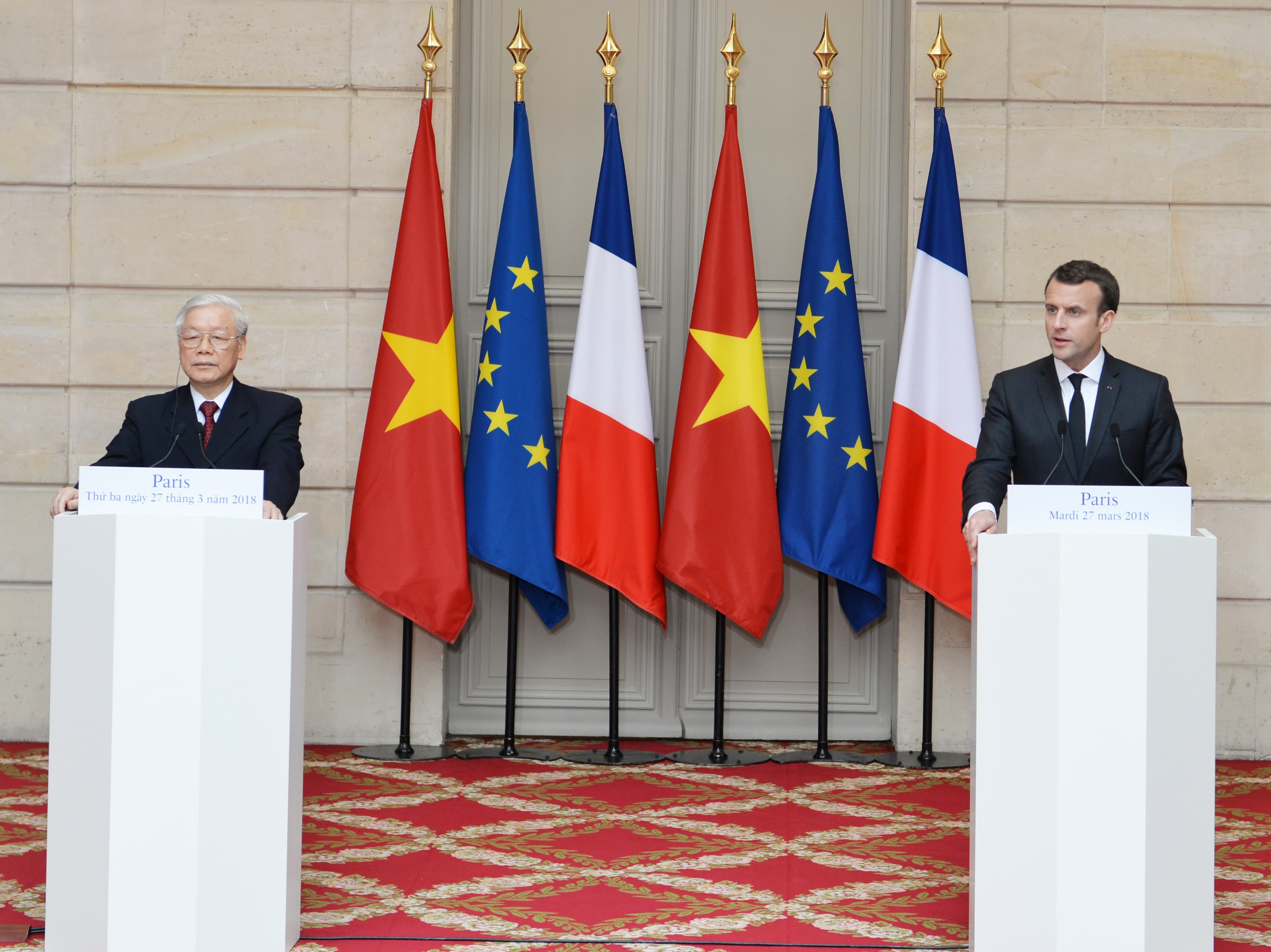 Tổng Bí thư Nguyễn Phú Trọng hội đàm với Tổng thống Cộng hòa Pháp Emmanuel Macron