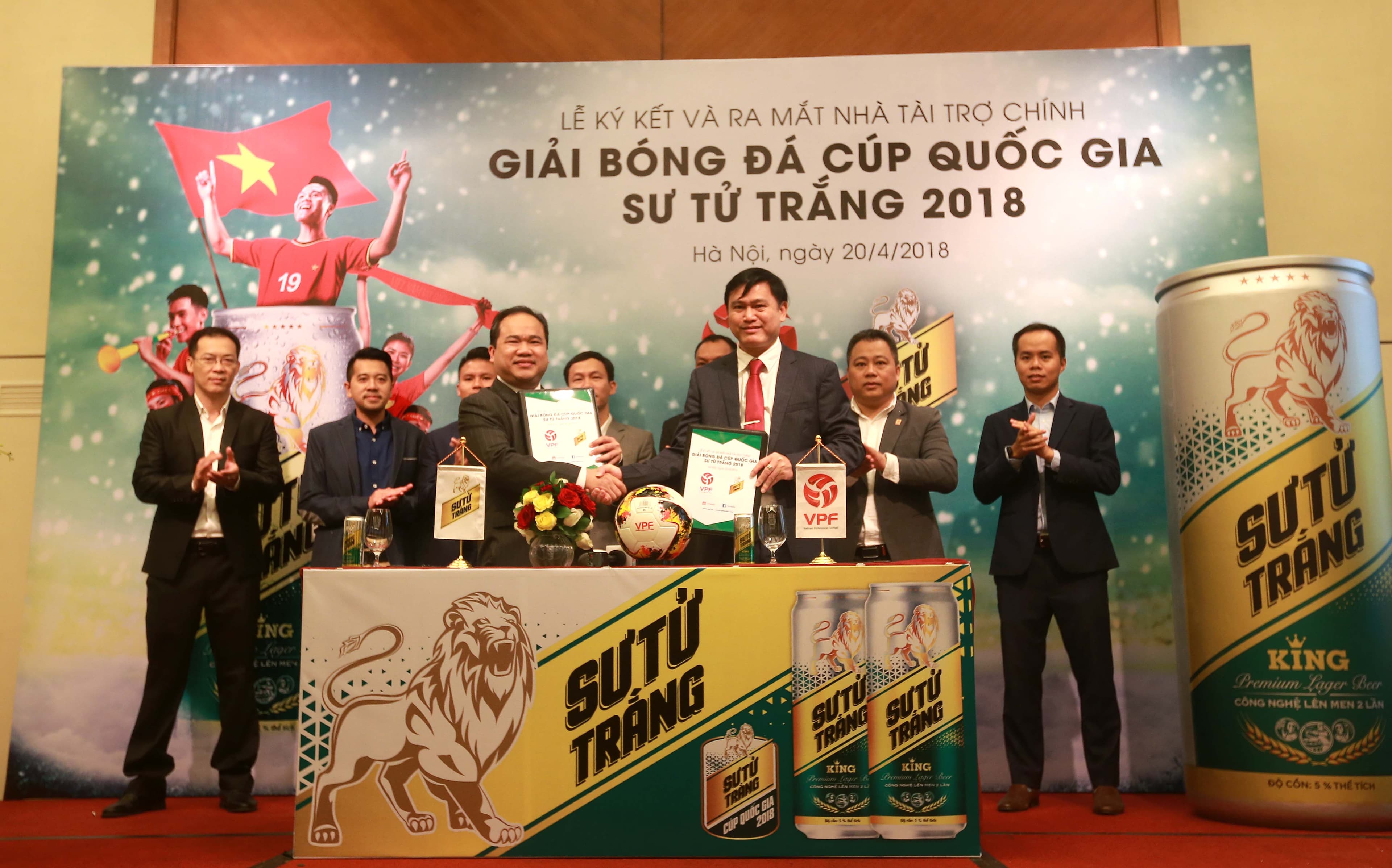 Bia Sư tử trắng tài trợ chính thức Giải bóng đá cúp Quốc gia-Sư tử trắng 2018