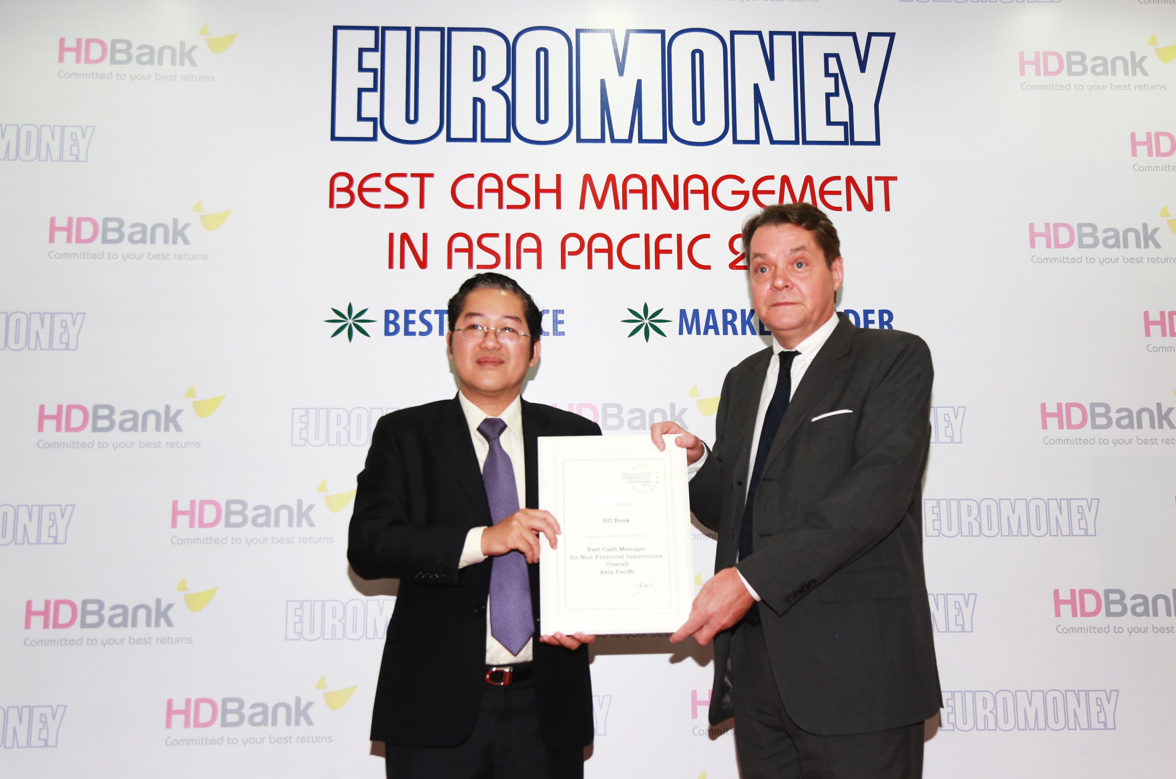 HDBank nhận giải ngân hàng có dịch vụ quản lý tiền mặt tốt nhất năm 2018