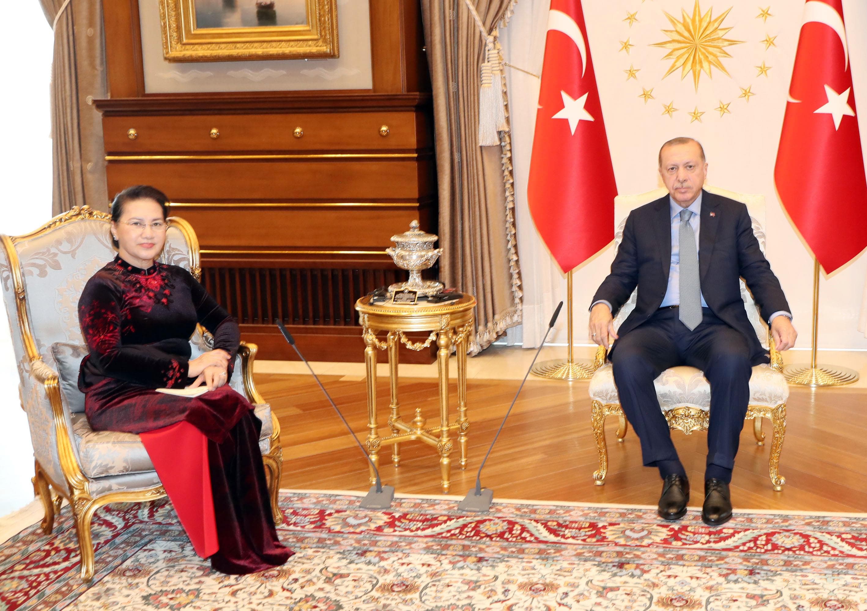 Chủ tịch Quốc hội Nguyễn Thị Kim Ngân tiếp kiến Tổng thống Thổ Nhĩ Kỳ Recep Tayyip Erdogan