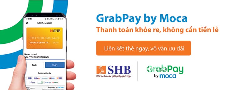 Ví điện tử GrabPay by Moca đã được kết nối với chủ thẻ SHB