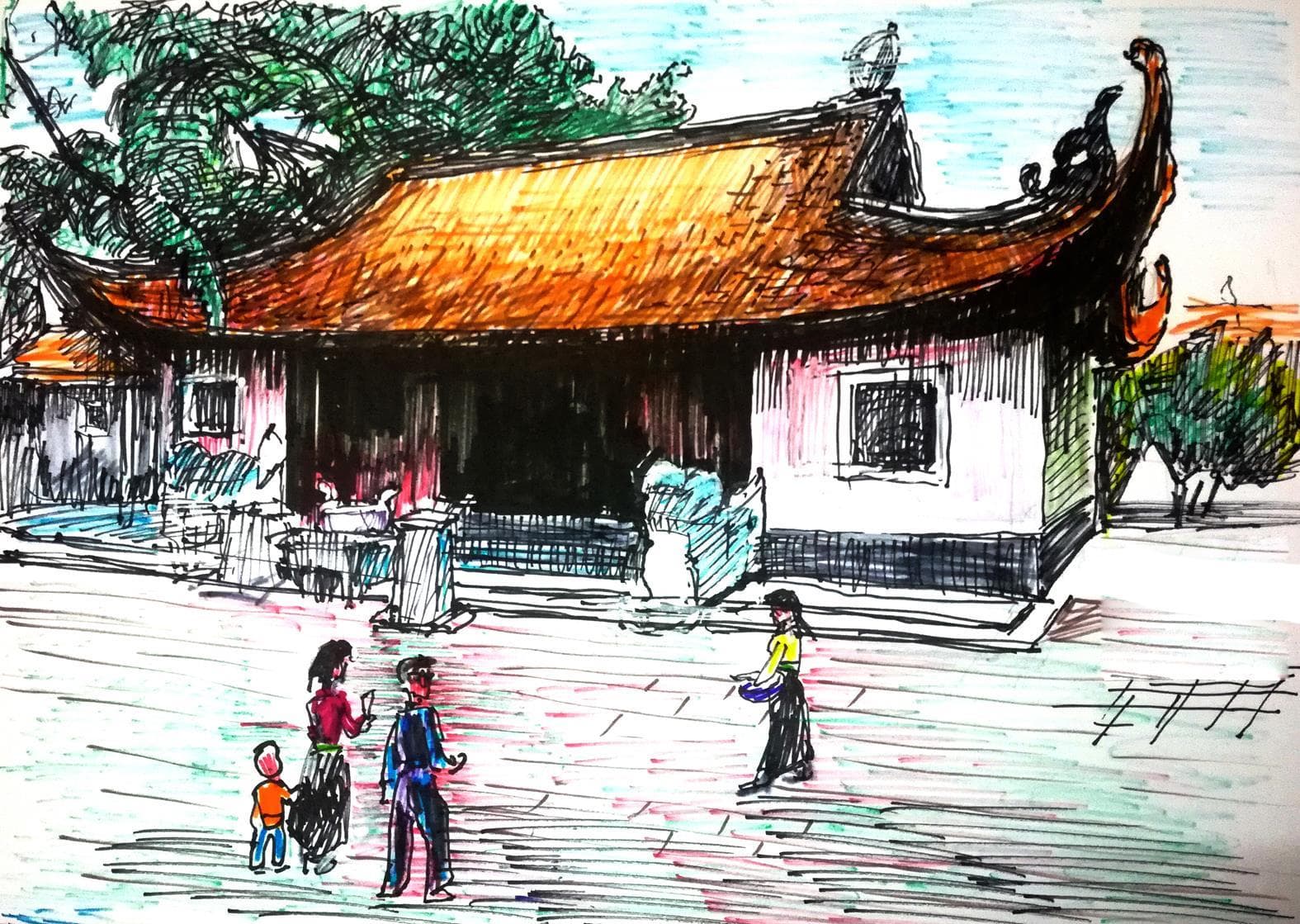 Sáng thu ở miếu Vua Bà