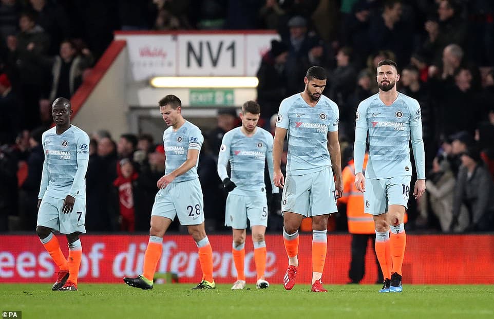Chelsea chịu thảm bại 0-4 trước Bournemouth