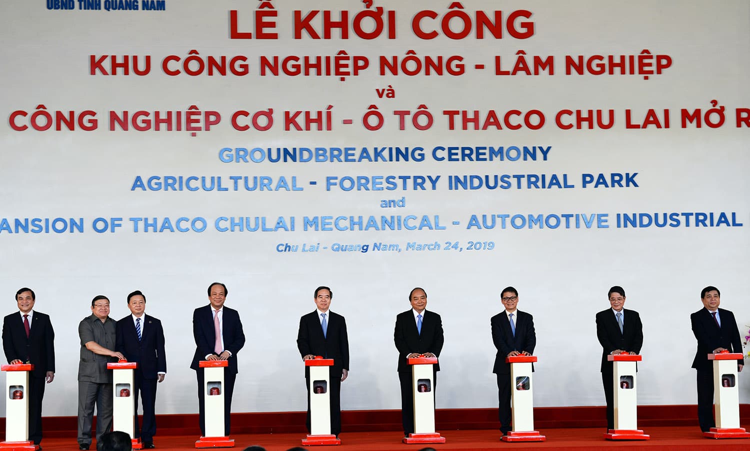 Thủ tướng Nguyễn Xuân Phúc dự lễ khởi công Khu công nghiệp Nông - Lâm nghiệp và Khu công nghiệp cơ khí và ô tô Thaco Chu Lai mở rộng