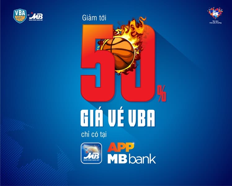 Giảm giá 50% khi mua vé Giải bóng rổ chuyên nghiệp Việt Nam 2019 qua ứng dụng App MBBank
