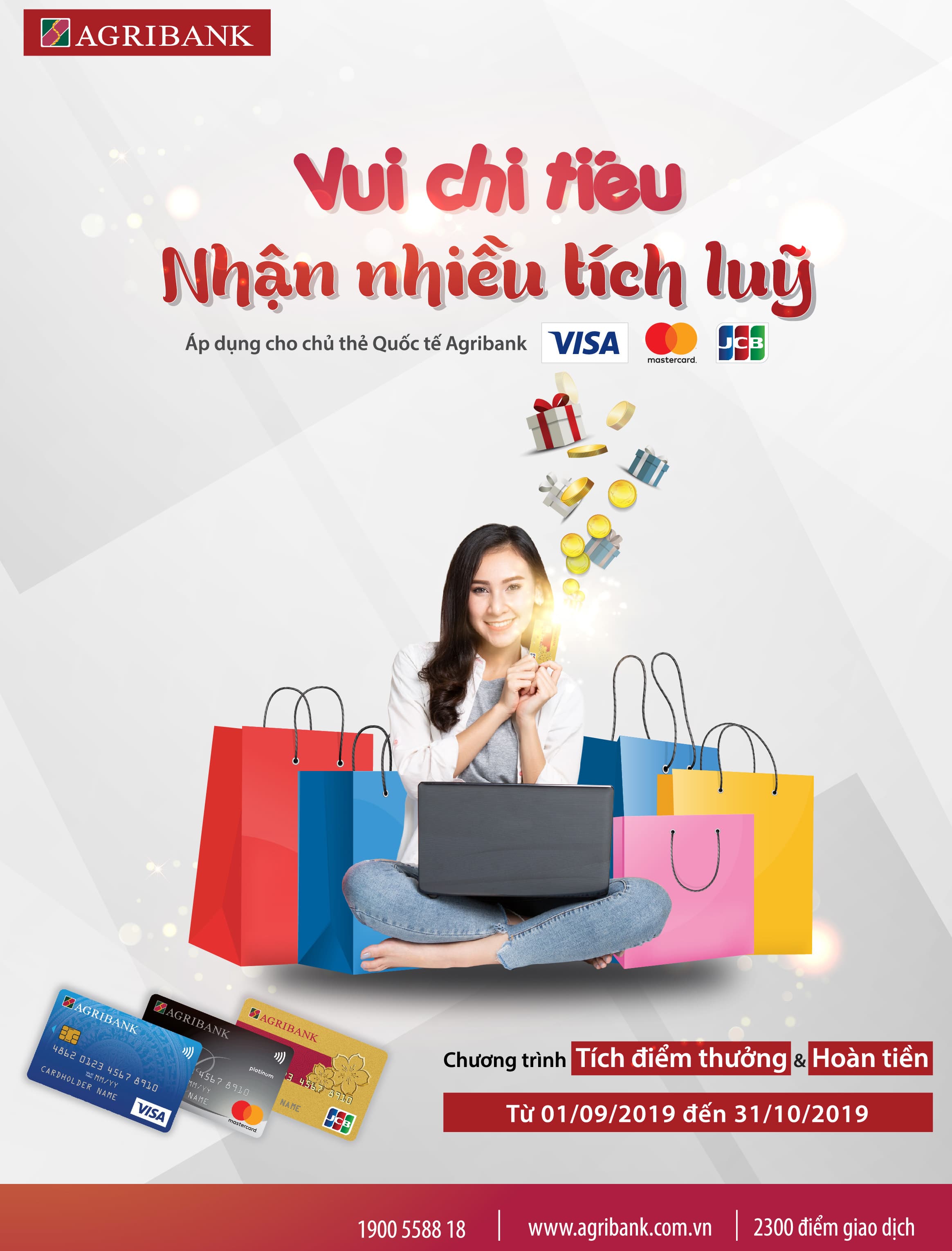 Vui chi tiêu nhận nhiều tích lũy cùng thẻ quốc tế Agribank