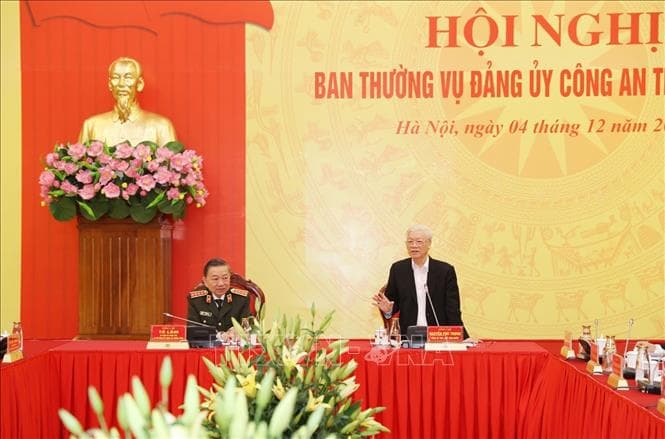 Tổng Bí thư, Chủ tịch nước Nguyễn Phú Trọng dự Hội nghị Ban Thường vụ Đảng ủy Công an Trung ương