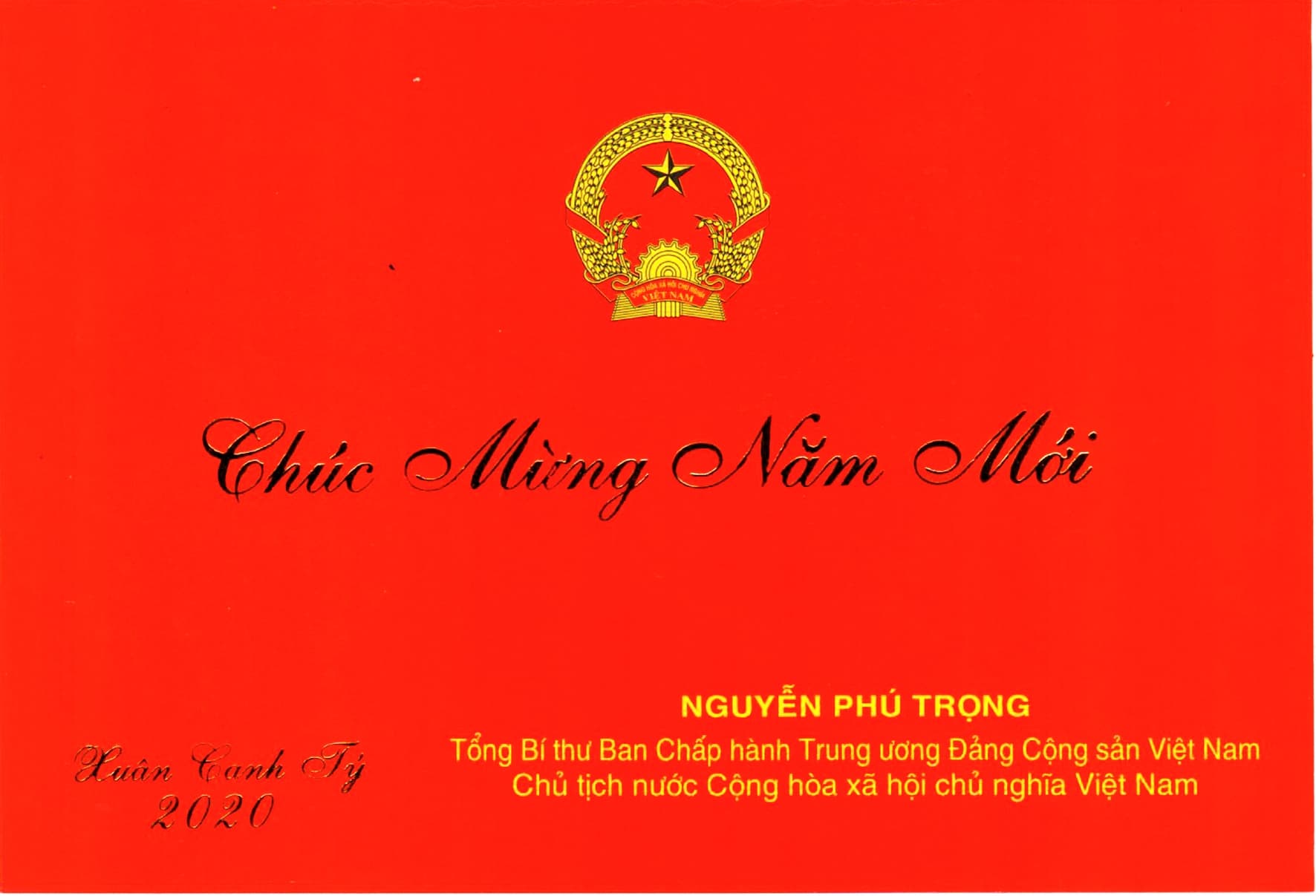 Tổng Bí thư, Chủ tịch nước Nguyễn Phú Trọng gửi thiếp chúc mừng năm mới 2020 và đón Tết cổ truyền Canh Tý