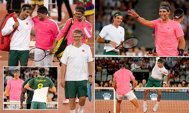 Trận tennis đặc biệt giữa Tỷ phú Bill Gates, Federer, Nadal và danh hài Trevor Noah