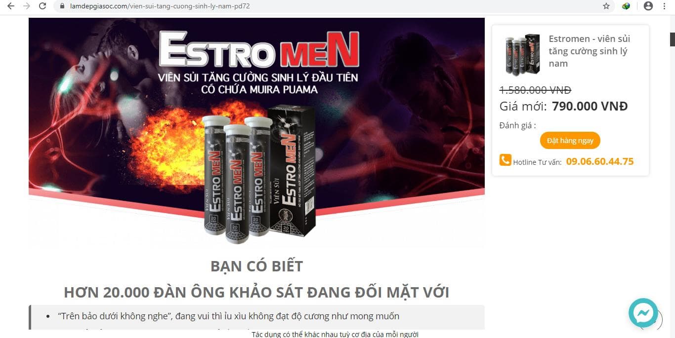 Quảng cáo viên sủi Estromen vi phạm pháp luật