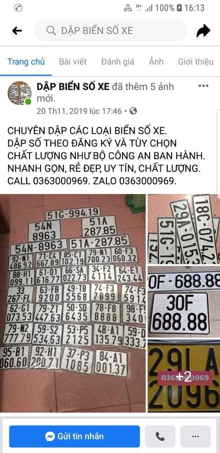 Kinh doanh biển kiểm soát xe giả trên mạng xã hội