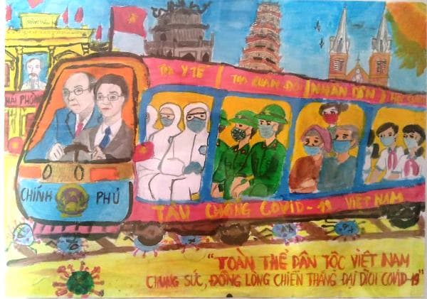"Chuyến tàu Việt Nam đẩy lùi Covid-19" đạt giải Đặc biệt cuộc thi vẽ tranh thiếu nhi