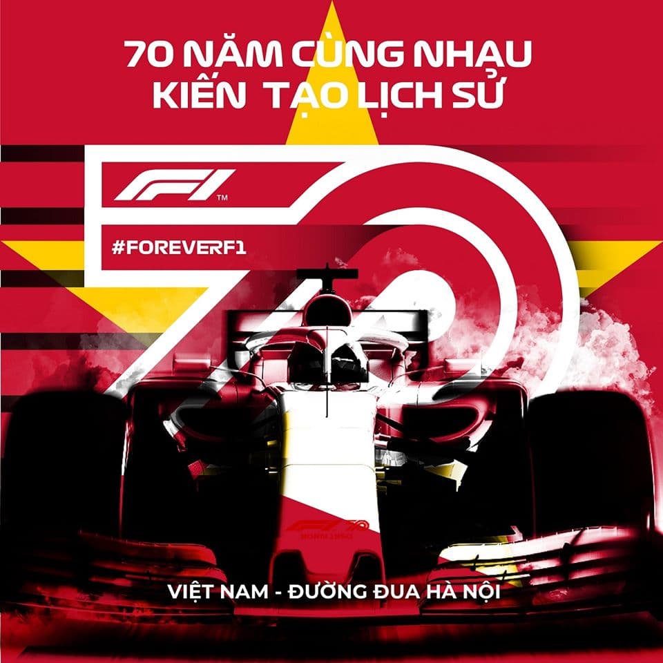 F1 in cờ Việt Nam trên poster kỷ niệm 70 năm giải đua