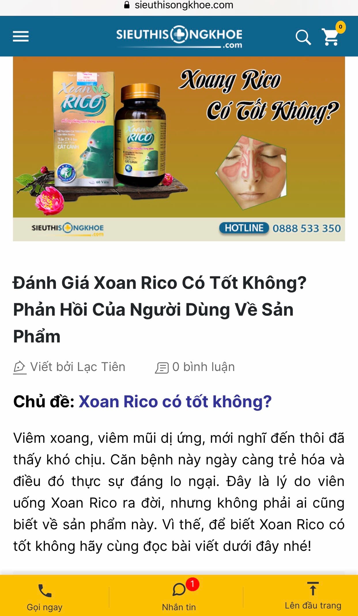 Cẩn trọng với thông tin quảng cáo XOAN RICO
