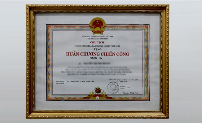 Mức tiền thưởng Huân chương Chiến công hạng Ba