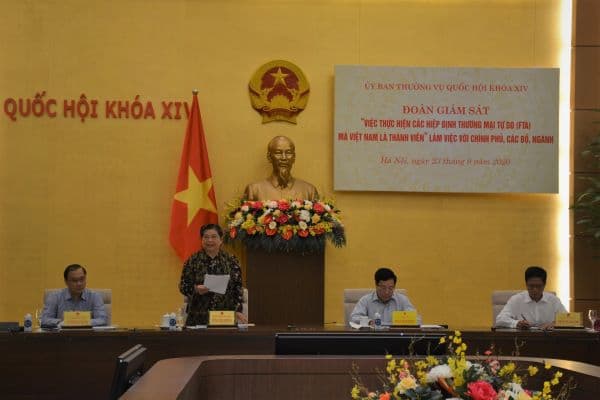 Đoàn giám sát việc thực hiện FTA làm việc với Thường trực Chính phủ