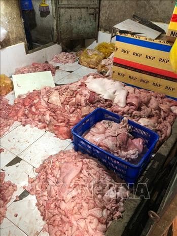 Phát hiện và tiêu hủy sản phẩm thịt lợn đã bốc mùi hôi thối