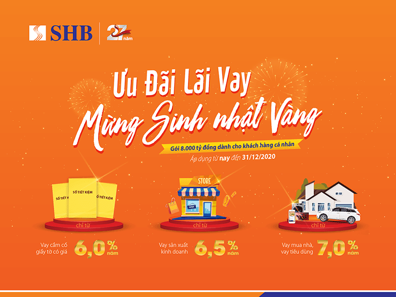 Ngân hàng SHB tung gói tín dụng cá nhân 8.000 tỷ đồng với lãi suất ưu đãi