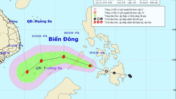 Lốc xoáy và gió giật mạnh ở khu vực giữa và Nam Biển Đông