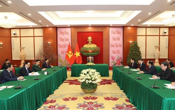 Tổng Bí thư, Chủ tịch nước Nguyễn Phú Trọng điện đàm với Chủ tịch Đảng Nước Nga thống nhất Dmitry Medvedev
