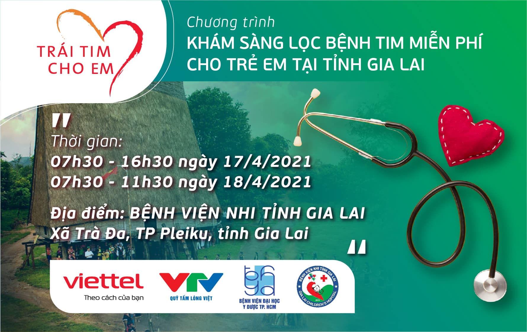 Khám sàng lọc tim bẩm sinh miễn phí cho trẻ em dưới 16 tuổi tại Gia Lai