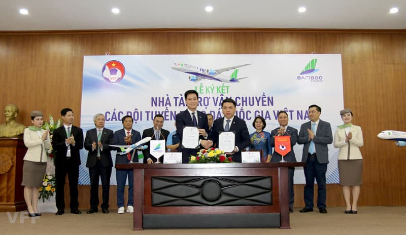 Bamboo Airways là nhà tài trợ vận chuyển cho toàn bộ các Đội tuyển bóng đá Quốc gia Việt Nam
