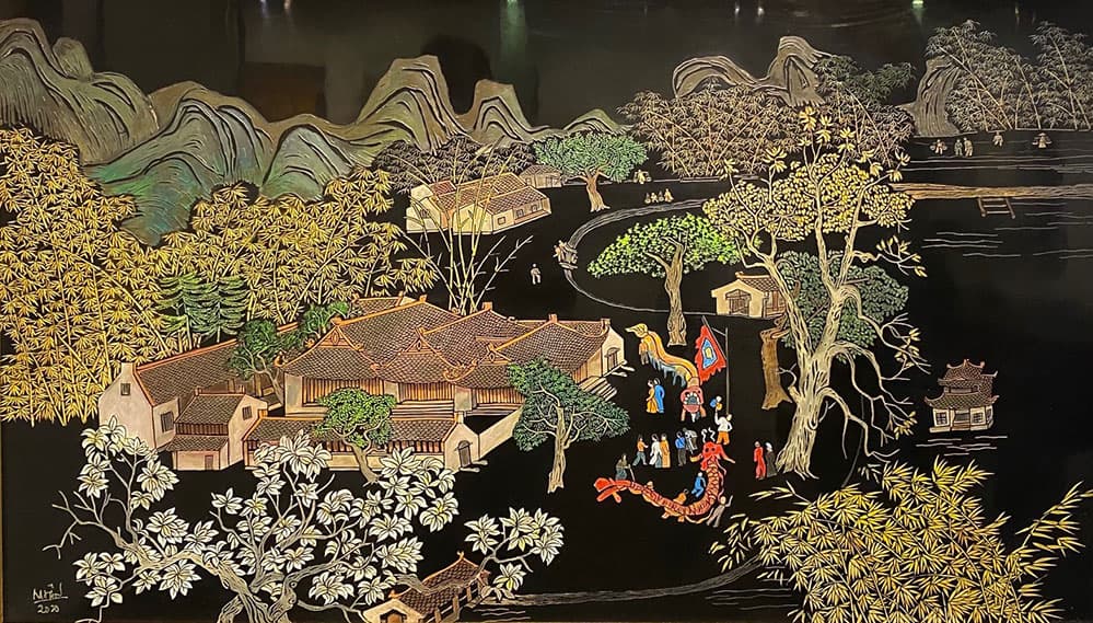 Thưởng lãm vẻ đẹp đất nước qua tranh sơn mài