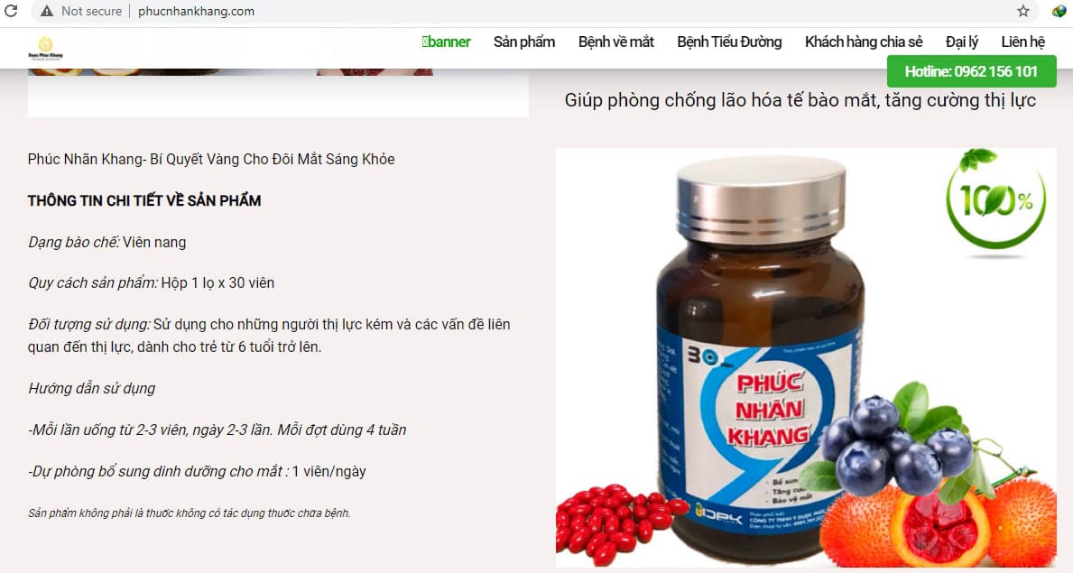 Không mua và sử dụng sản phẩm Phúc Nhãn Khang