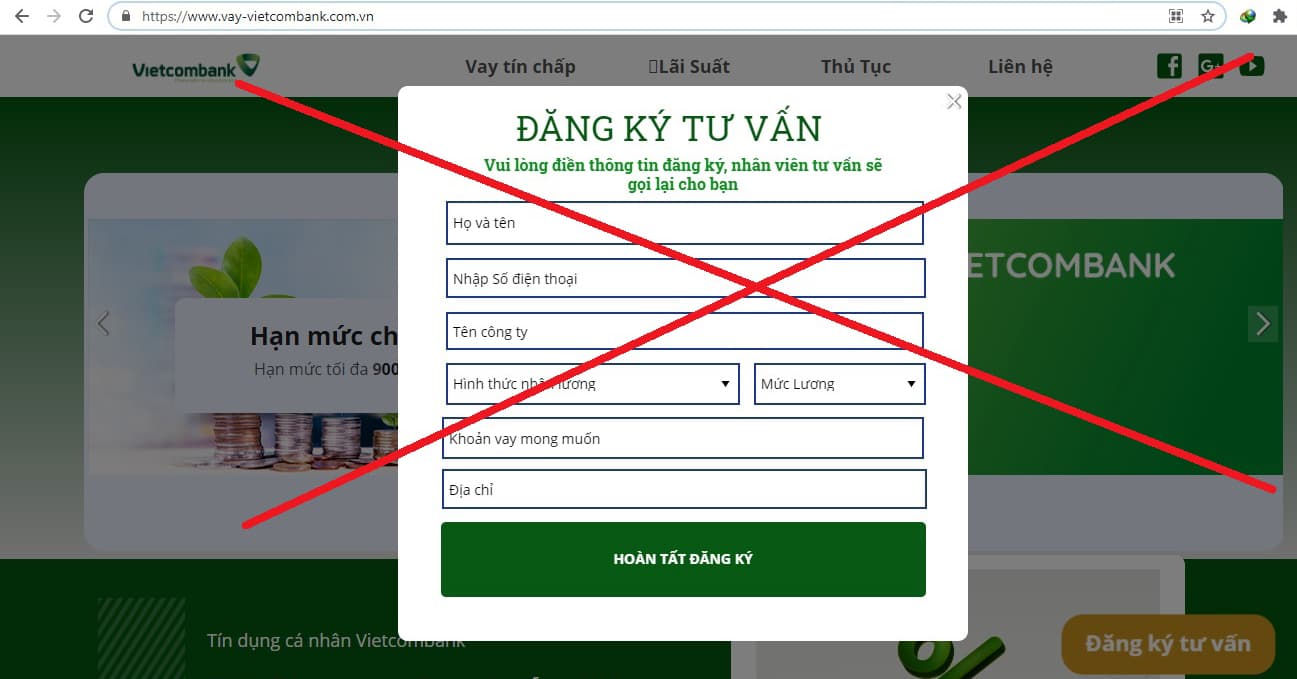 Vietcombank cảnh báo thủ đoạn lừa đảo đánh cắp tài khoản ngân hàng