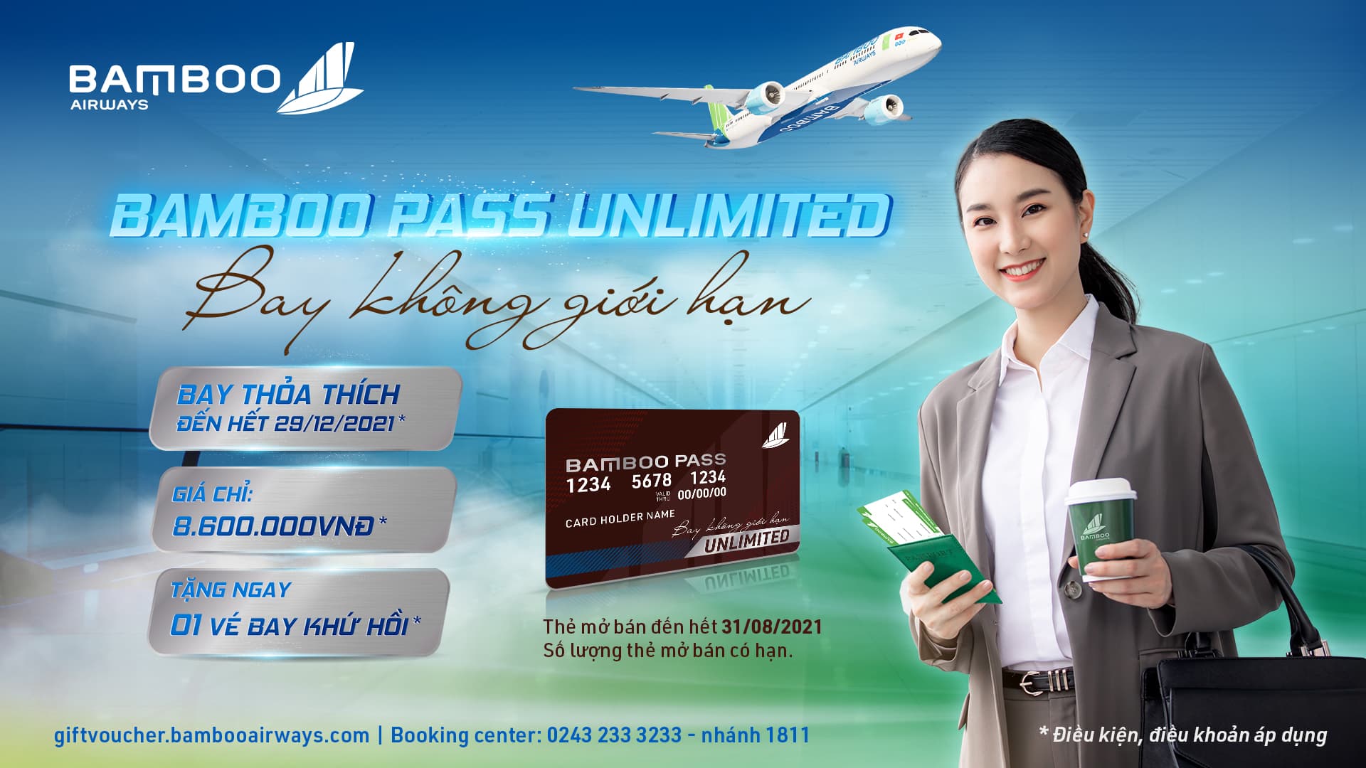 Một lần mua, bay không giới hạn cùng thẻ Bamboo Pass Unlimited