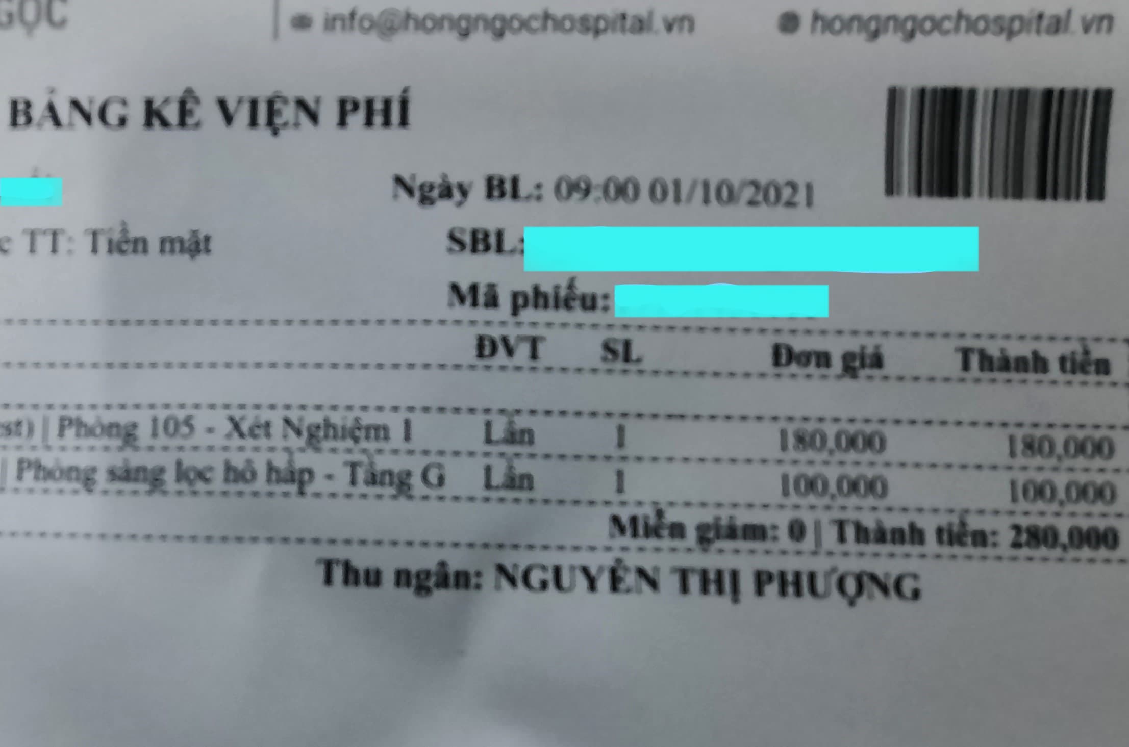 Bệnh viện đa khoa Hồng Ngọc: Giá xét nghiệm 180.000 đồng, phí tư vấn... 100.000 đồng!
