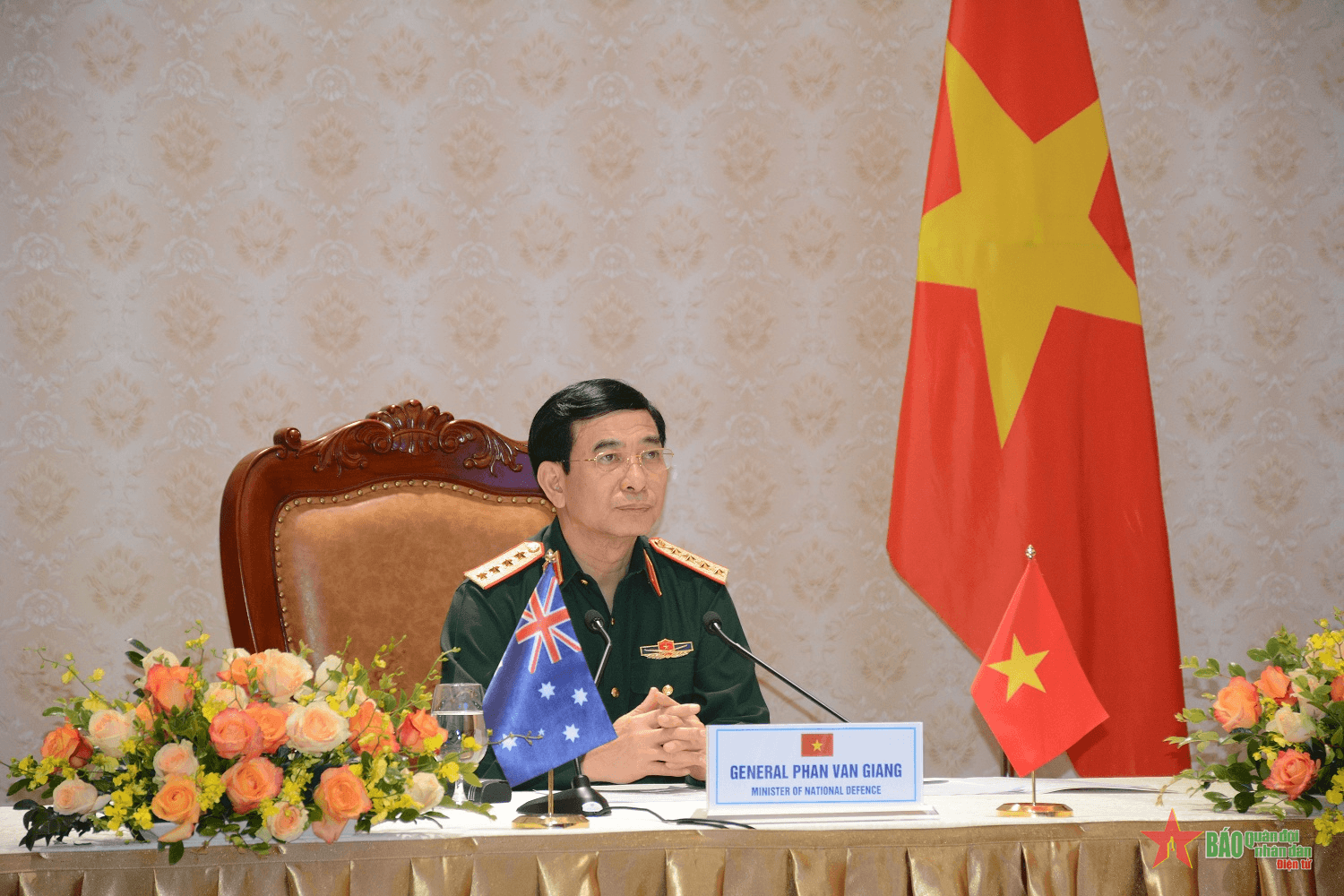 Bộ trưởng Phan Văn Giang điện đàm trực tuyến với Bộ trưởng Quốc phòng Australia