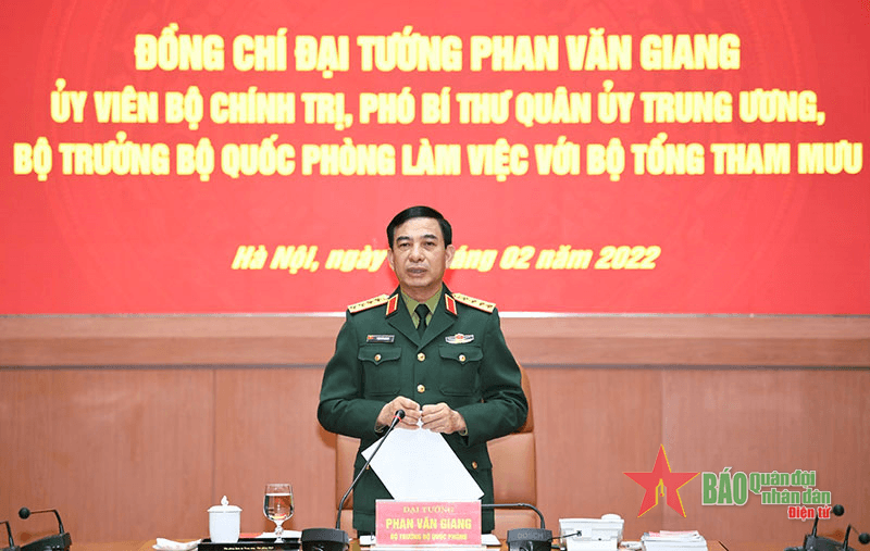 Đại tướng Phan Văn Giang làm việc với Bộ Tổng Tham mưu