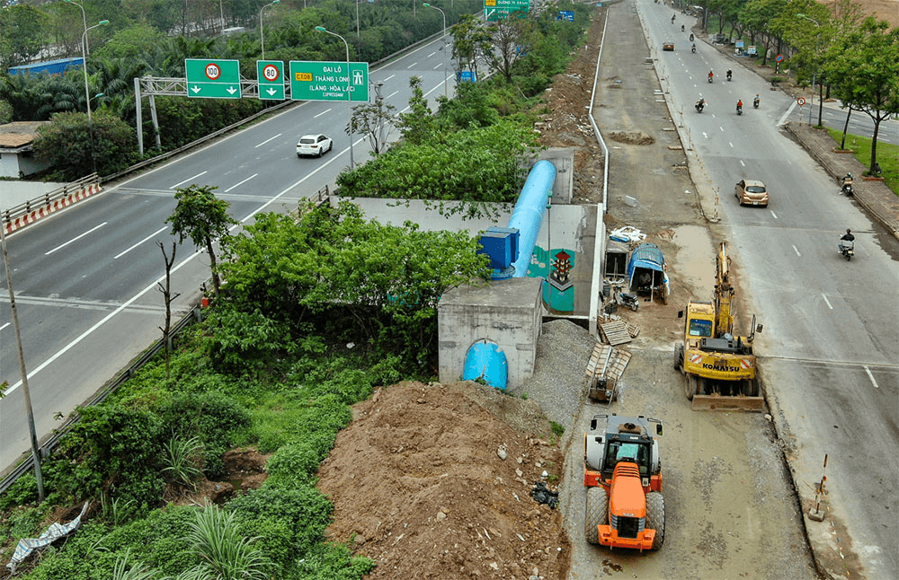 Hà Nội yêu cầu bảo đảm an toàn giao thông khi thi công đường gom Đại lộ Thăng Long
