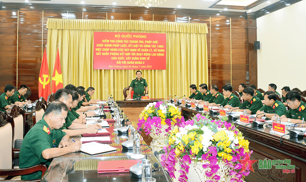 Bộ Quốc phòng kiểm tra công tác thanh tra, pháp chế, chấp hành kỷ luật, công tác 1389 và sử dụng đất tại Quân đoàn 2