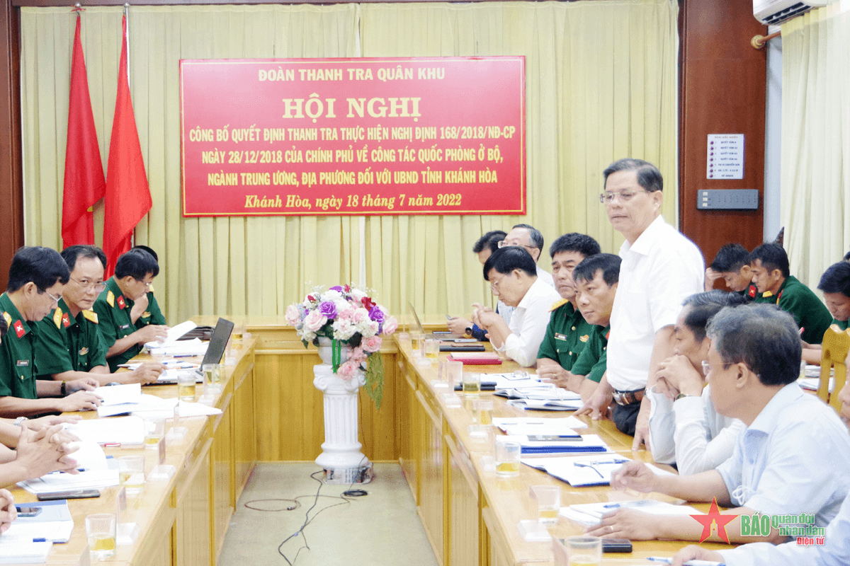 Quân khu 5 thanh tra công tác quốc phòng ở Khánh Hòa