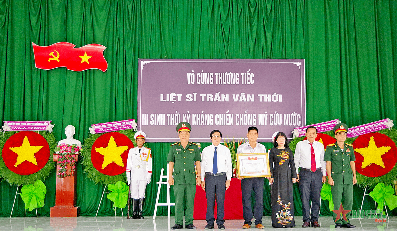 Bộ CHQS tỉnh Đắk Nông tổ chức Lễ truy điệu liệt sĩ Trần Văn Thời