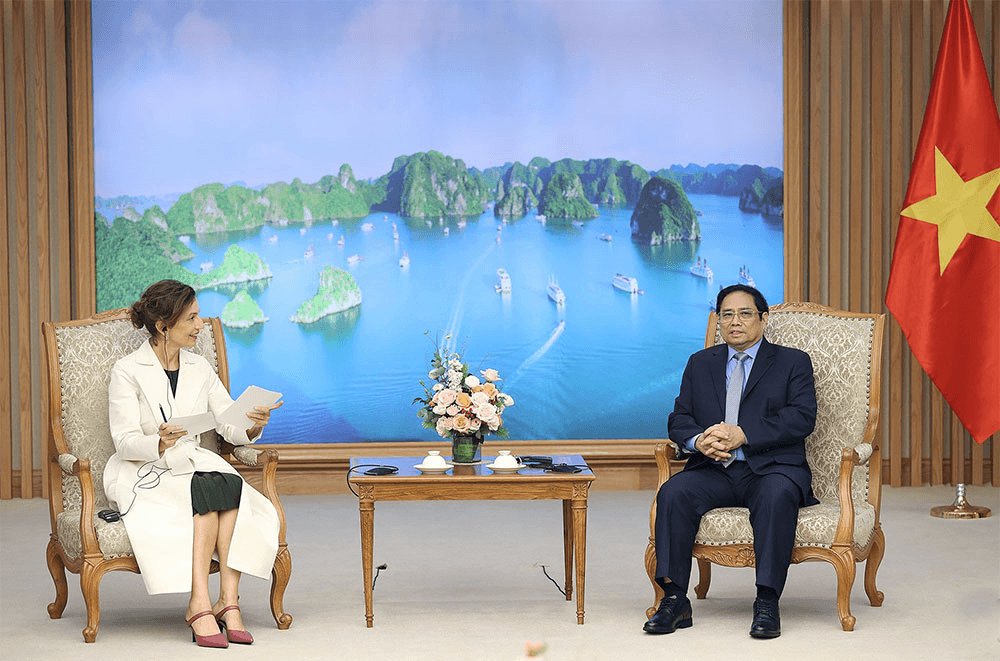 Thủ tướng Chính phủ Phạm Minh Chính tiếp Tổng giám đốc UNESCO Audrey Azoulay