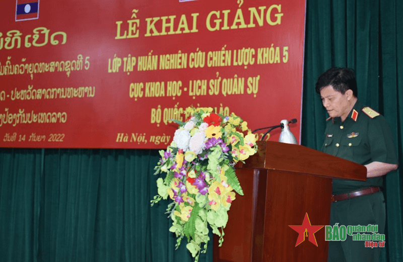 Khai giảng lớp tập huấn nghiên cứu chiến lược quân sự khóa 5 cho quân đội Lào